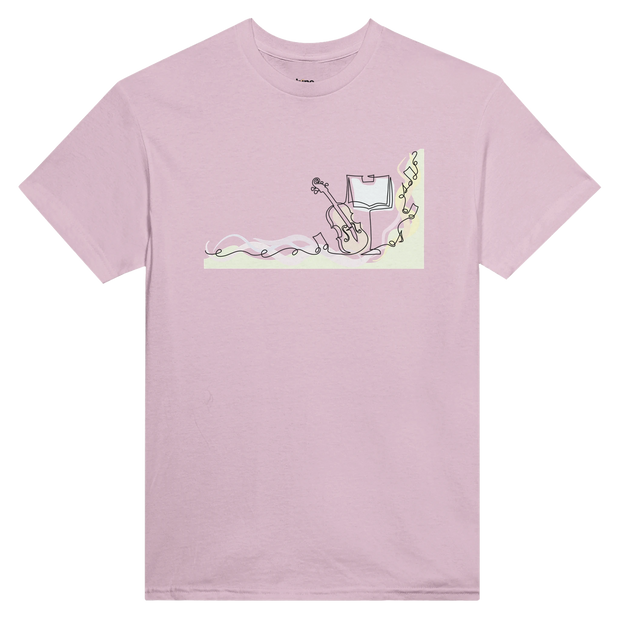 Close-up showing taped shoulders and clean piano artwork print