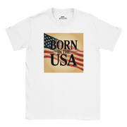 Unisex T‑shirt with bold ‘Born in the USA’ text print