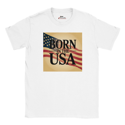 Unisex T‑shirt with bold ‘Born in the USA’ text print