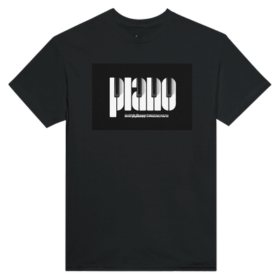 Heavyweight cotton tee with bold piano key graphic on front