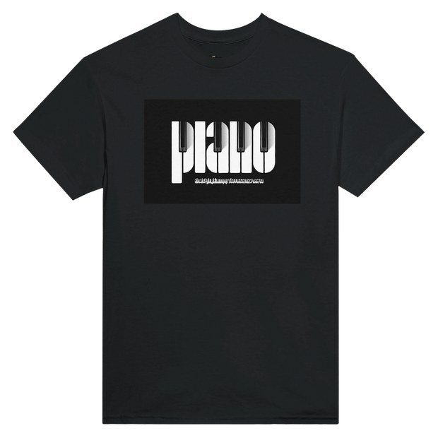 Heavyweight cotton tee with bold piano key graphic on front